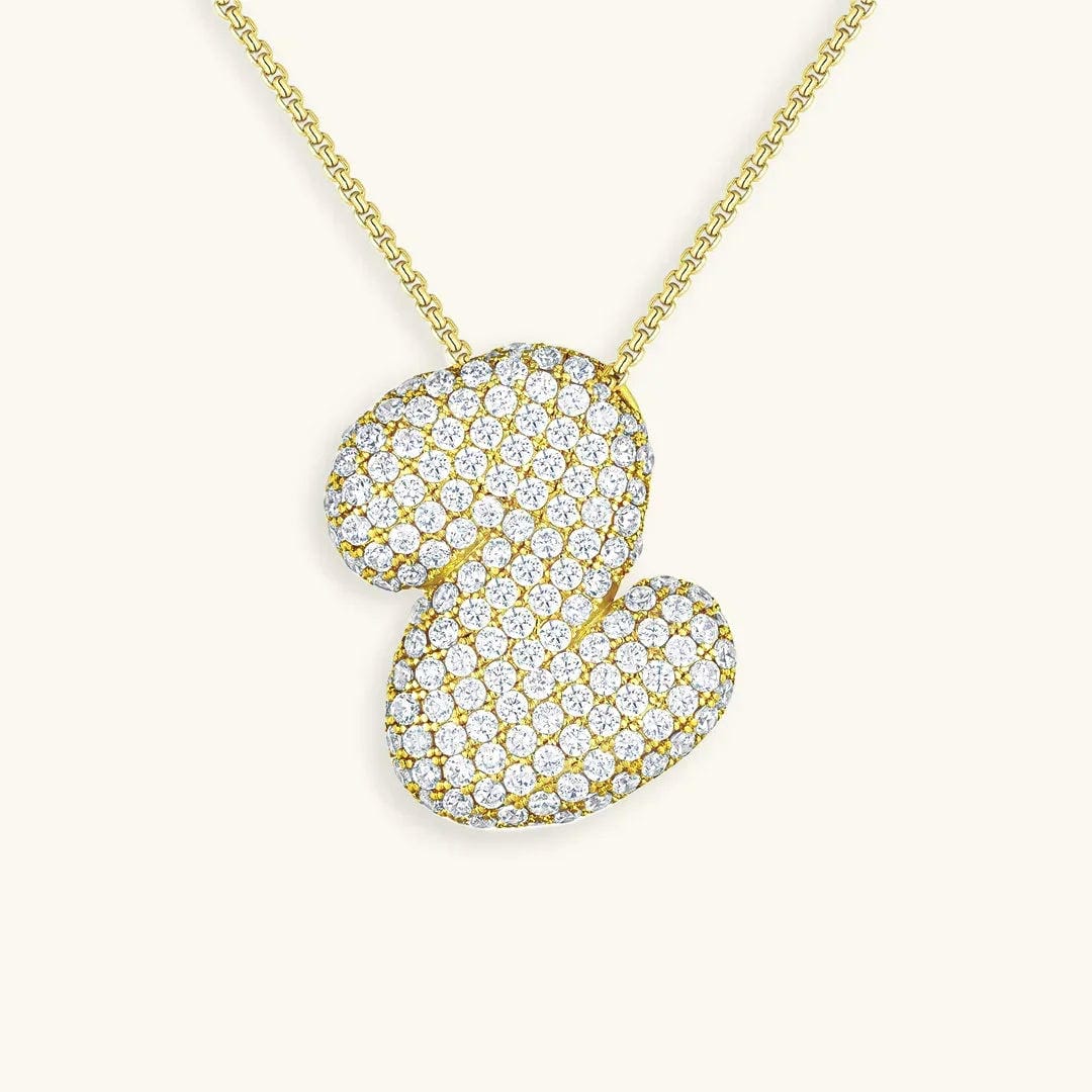 Collar de burbujas con inicial de cristal