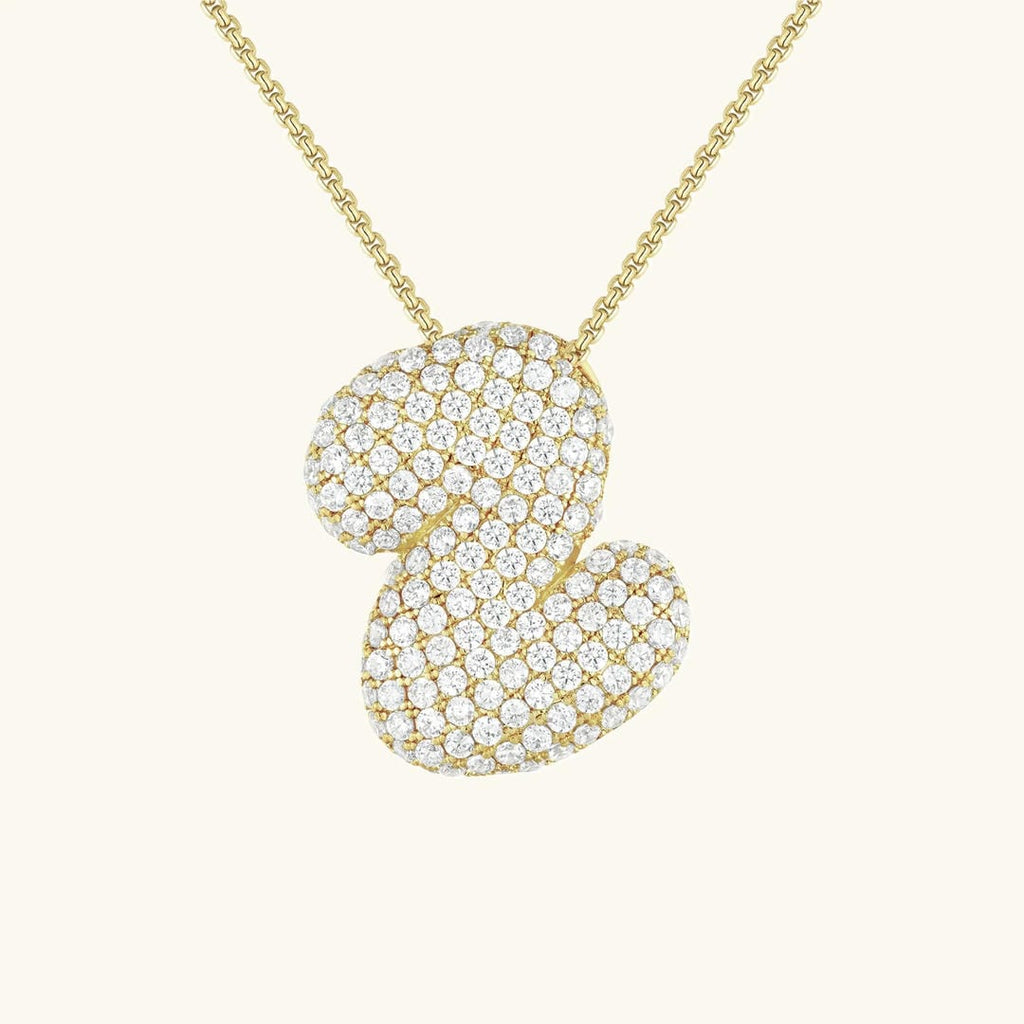 Collar de burbujas con inicial de cristal