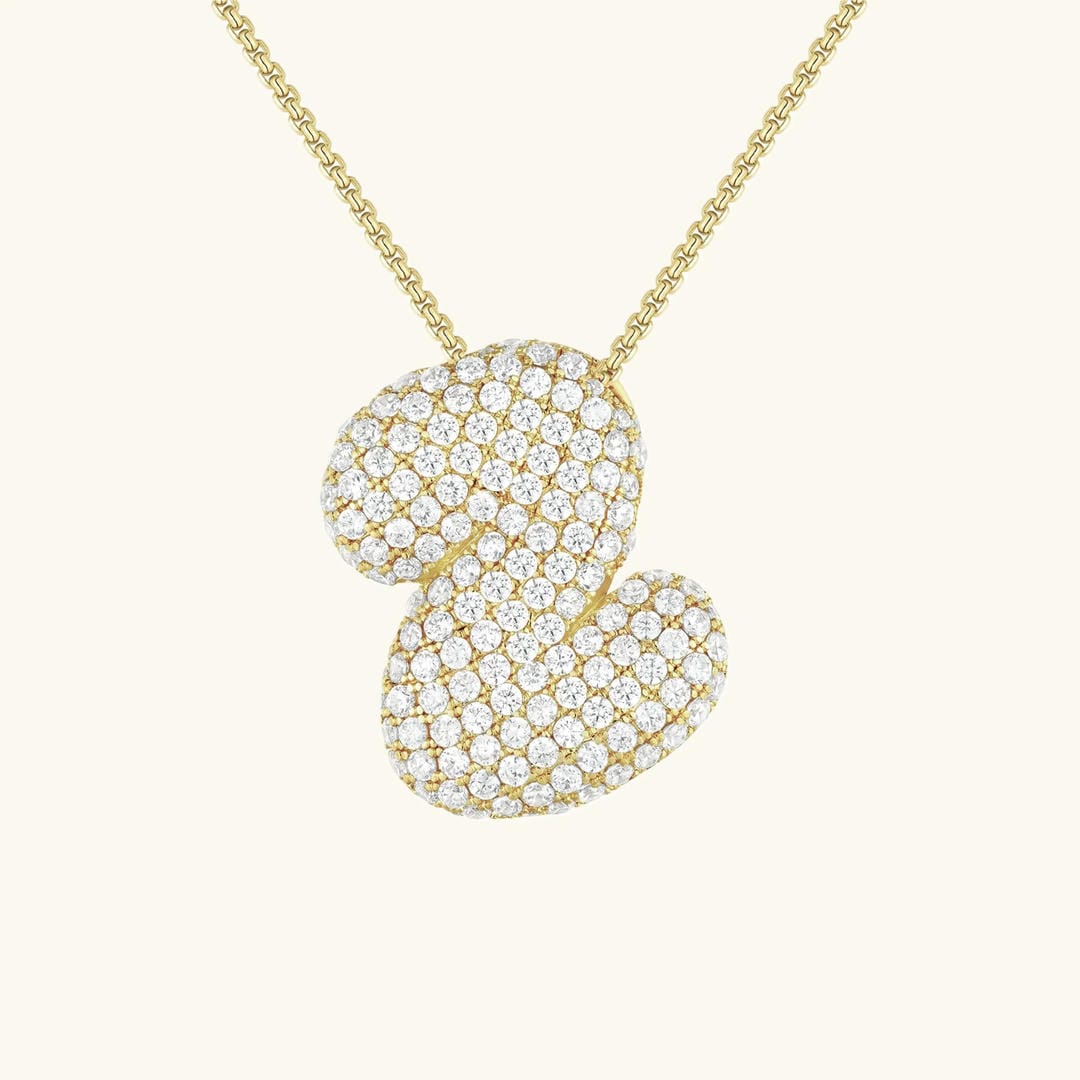 Collar de burbujas con inicial de cristal