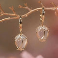 Pendientes de tulipán blanco vintage con circonita