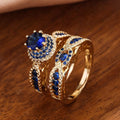 Juego de Anillos Victoria de Zafiro Dorado
