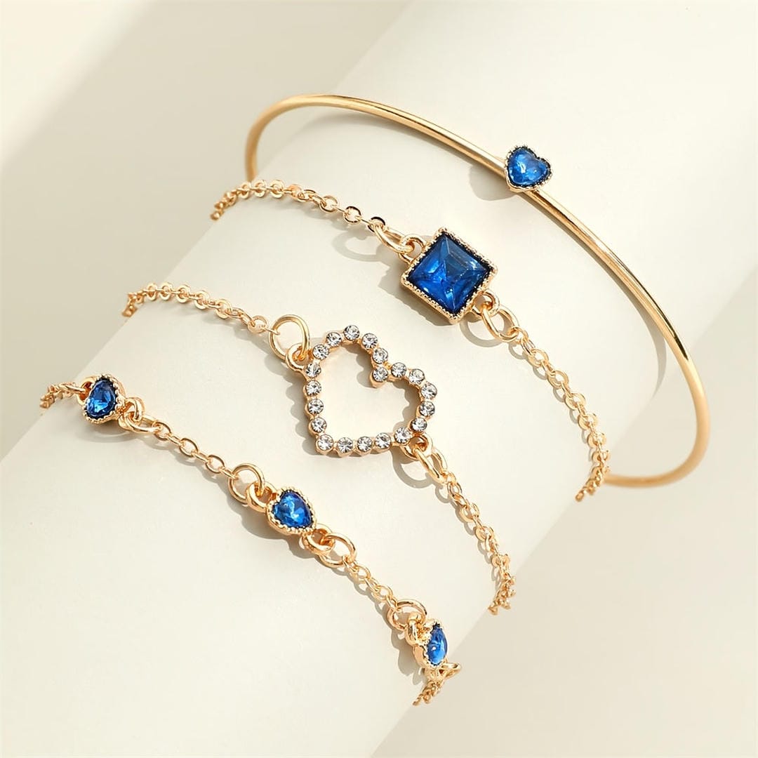 Juego de pulseras Sapphire Golden Hearts
