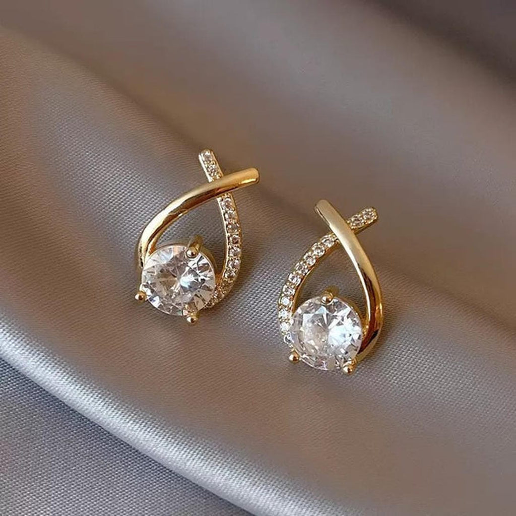 Pendientes de circonita de oro en forma de cruz