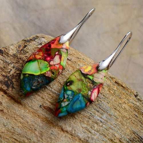 Pendientes Bohemios de Hoja con Piedras Naturales