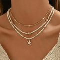 Collar de capas con cuentas de estrella de mar costera