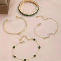 Juego de pulseras de piedras preciosas verdes