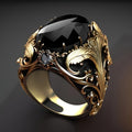 Anillo llamativo de ónix barroco de medianoche