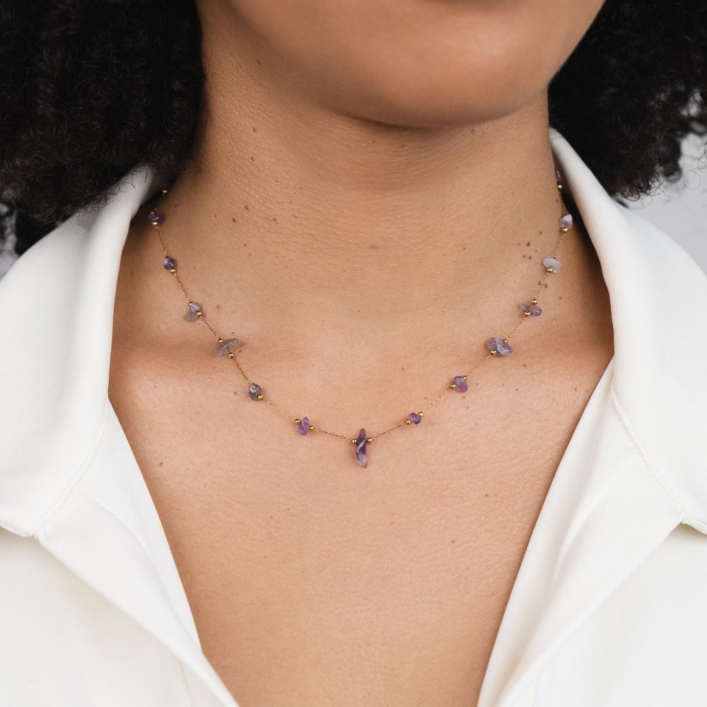 Collar de cuentas de cristal de amatista