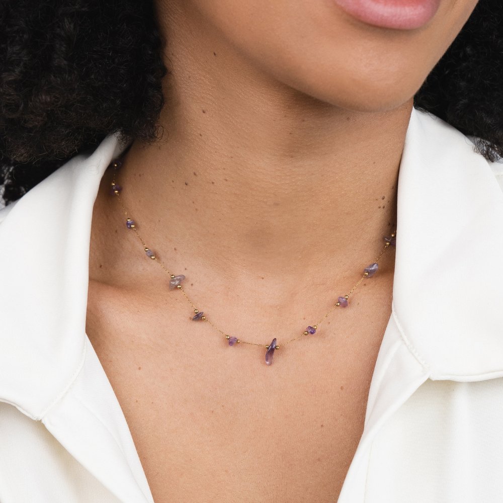 Collar de cuentas de cristal de amatista