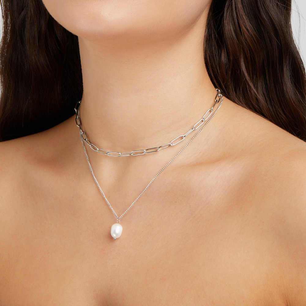 Collar de plata Angela Pearl