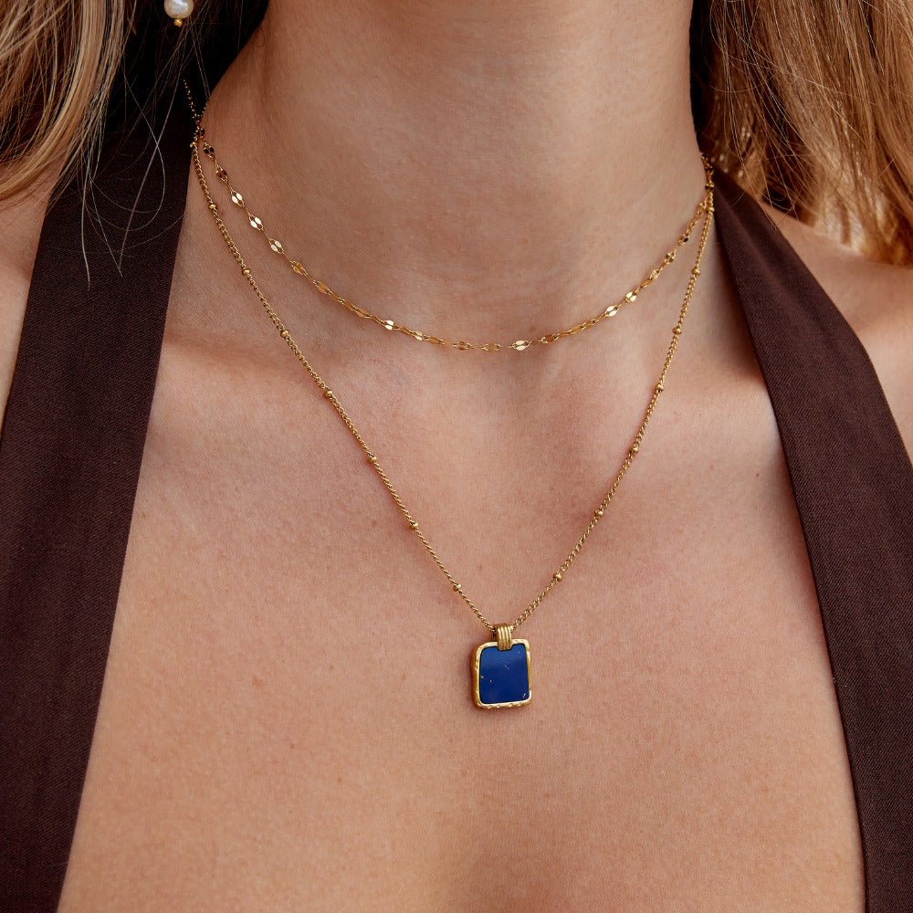 Collar con colgante Astoria de piedra azul