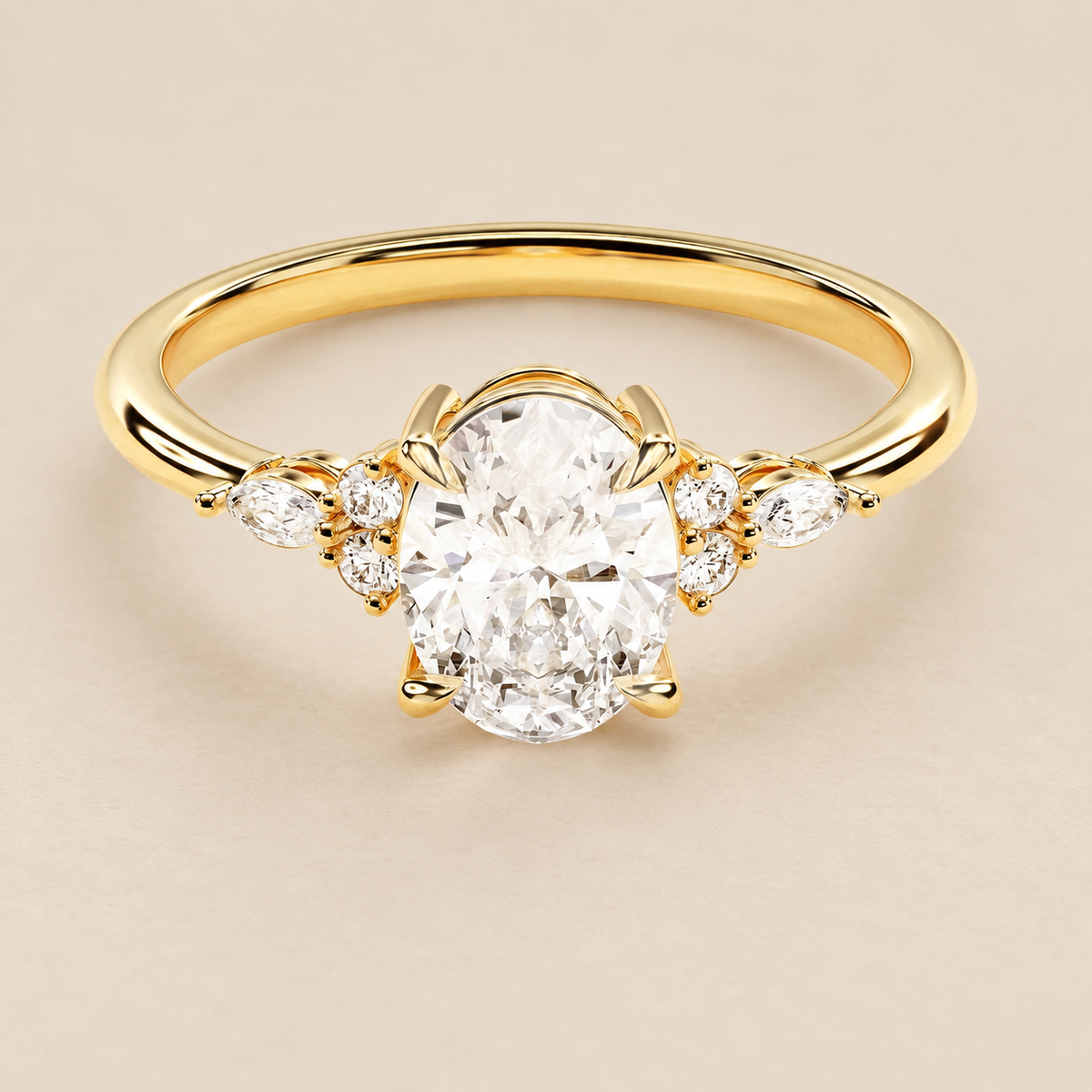 Oval Solitaire Crystal Accent Ring