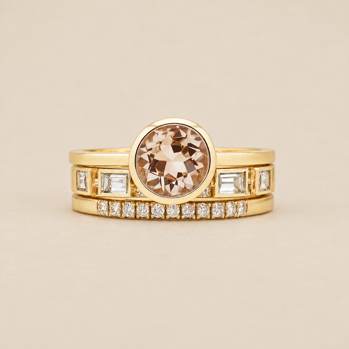 Vintage Ring with Golden Cubic Zirconia