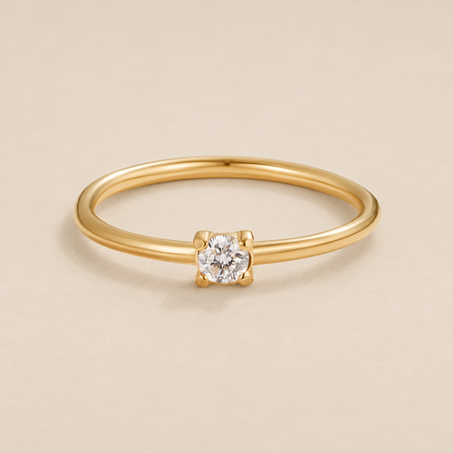 April Birthstone 18K Gold Ring
