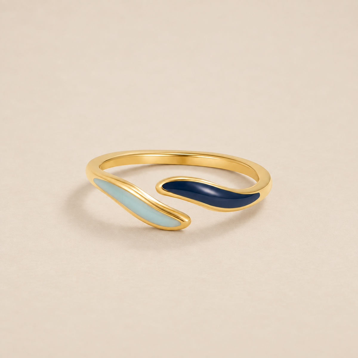 Blue Ocean Waves Wrap Ring