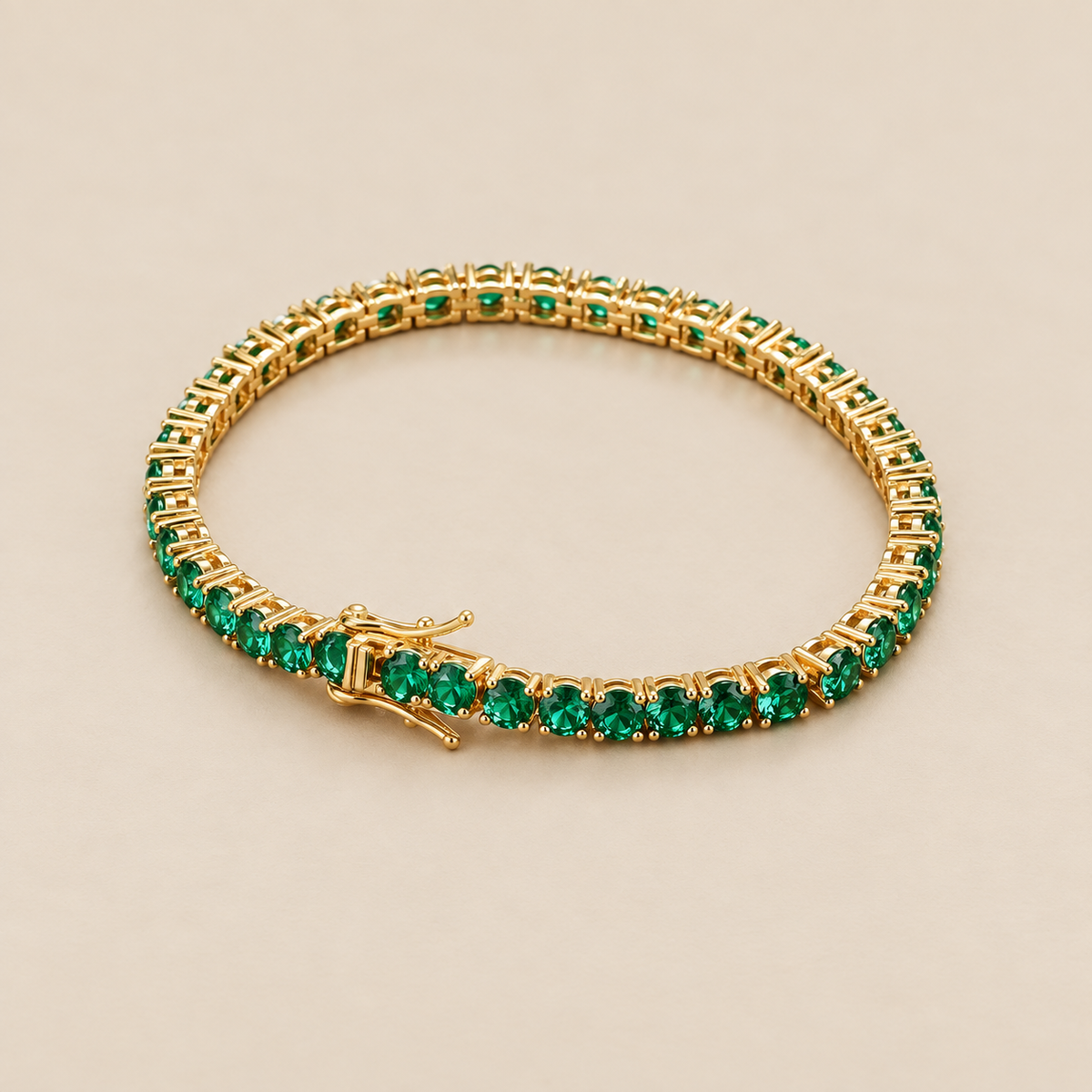 Classic Emerald Gold Tennis Bracelet
