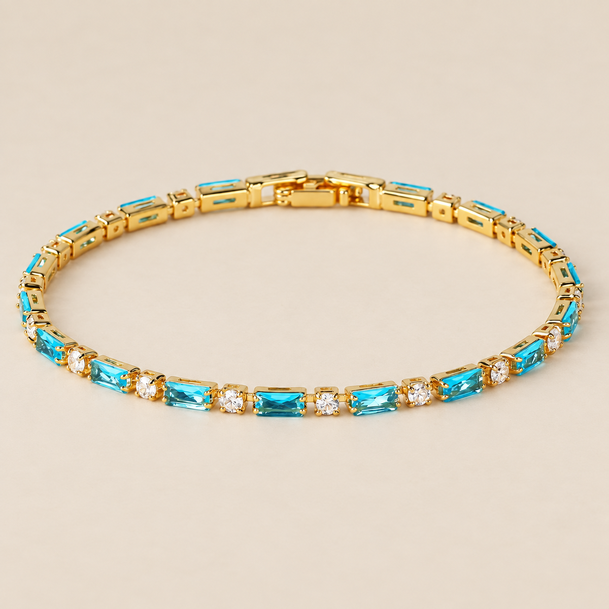 Gold Zircon Turquoise Stone Bracelet