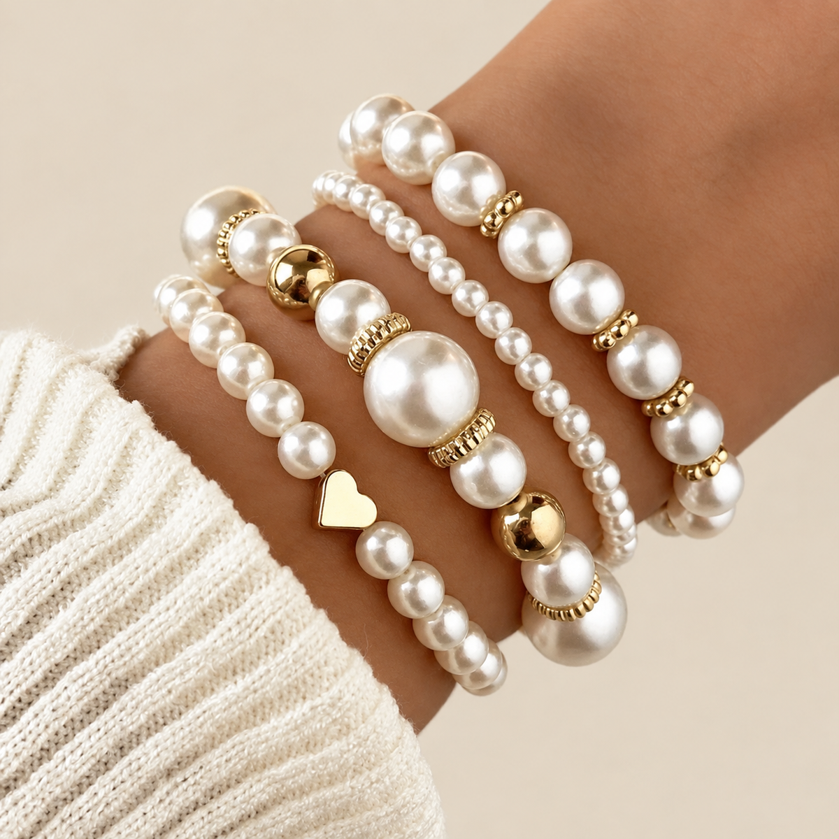 Exquisite Pearl Bracelet Set