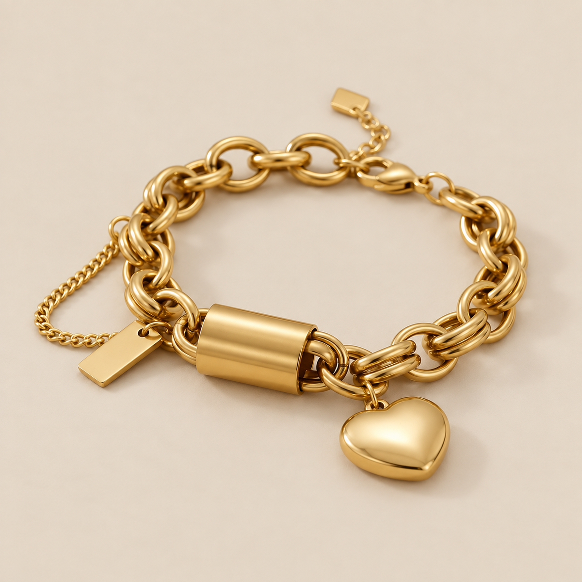 Golden Heart Link Bracelet