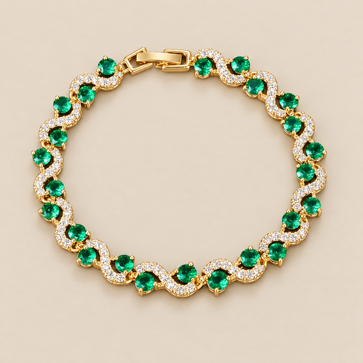 Emerald Crystal Gold Bracelet
