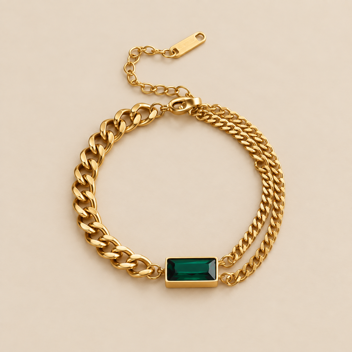 Emerald Bar Chain Bracelet