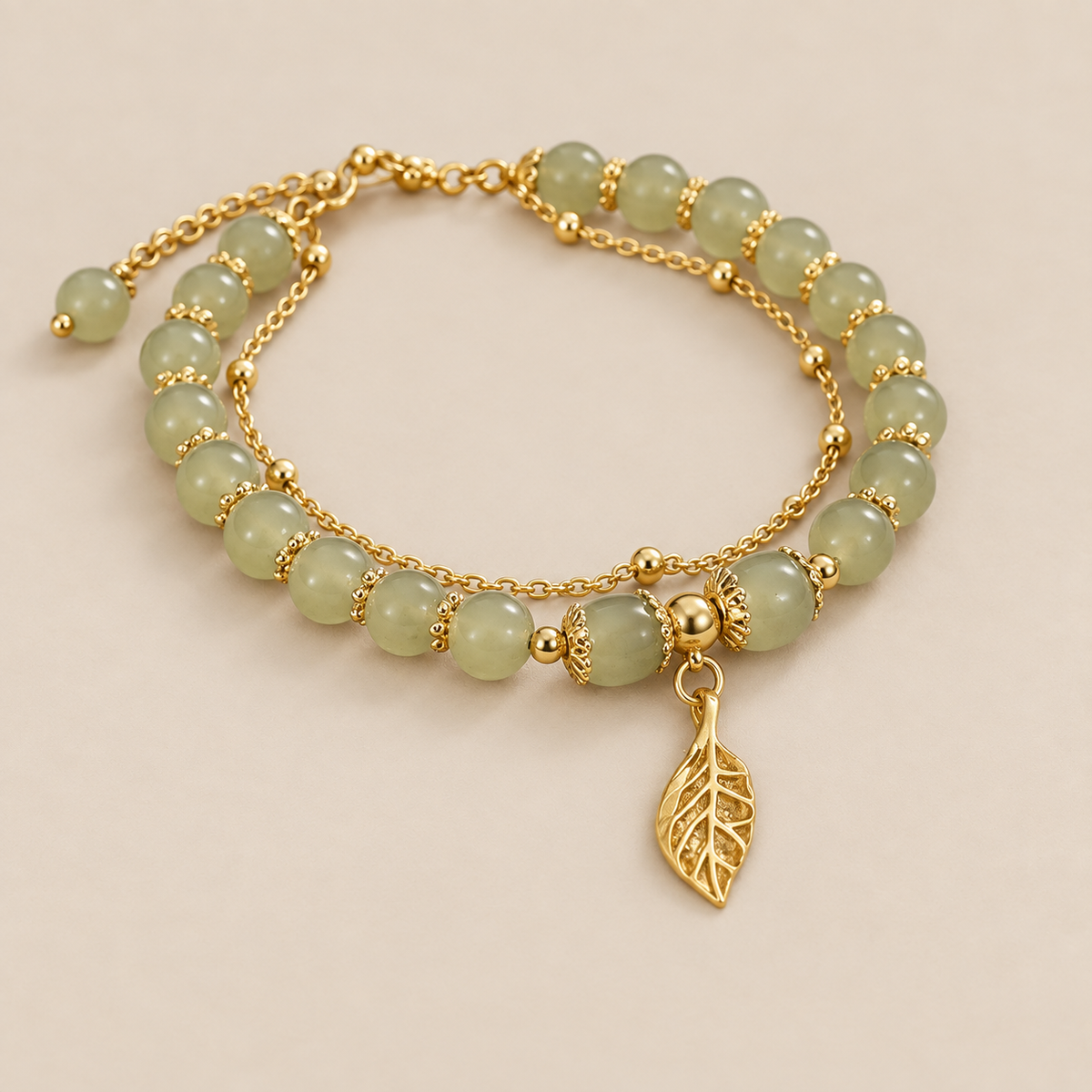 Exquisite Gold Green Jade Bracelet