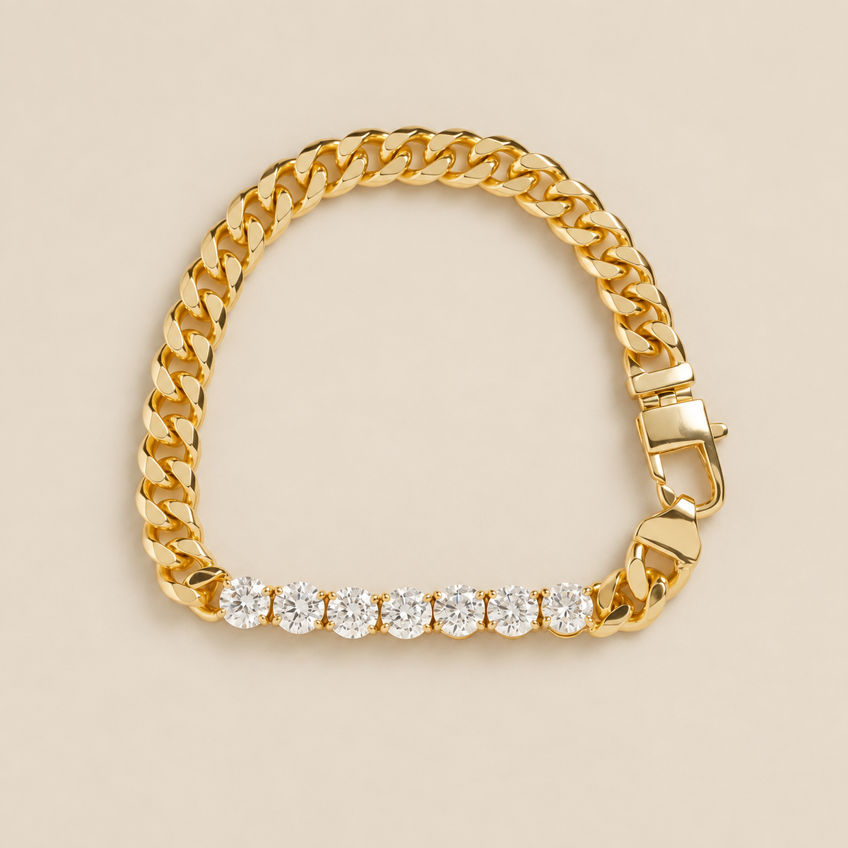 Modern Gold Link Crystals Bracelet