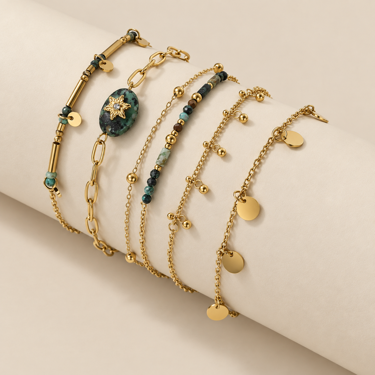 Gold Volcanic Turquoise Bracelet Set