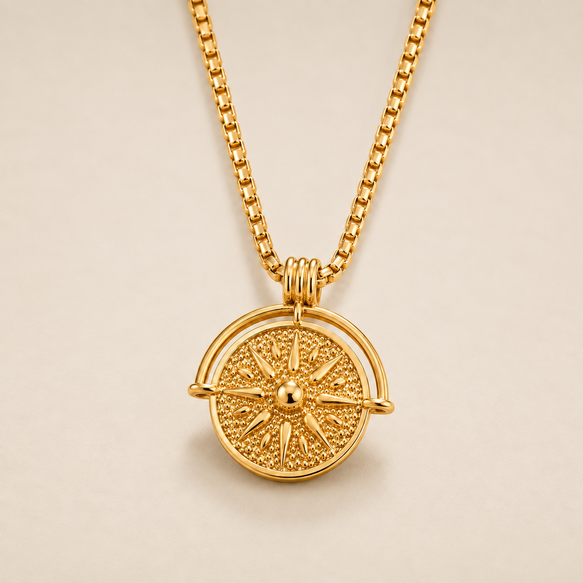 Golden Sun Coin Necklace