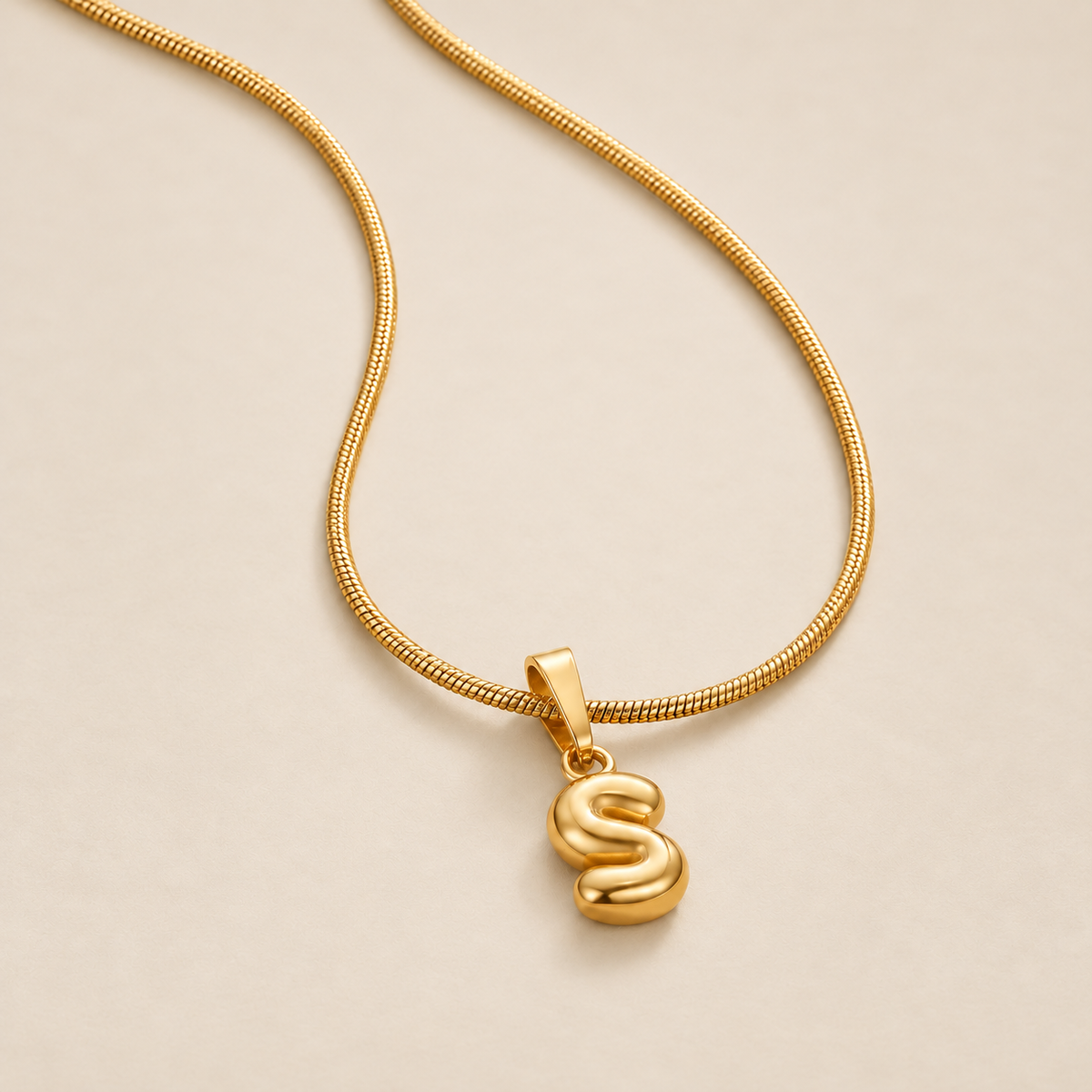 Trendy Bubble Letter Pendant Necklace