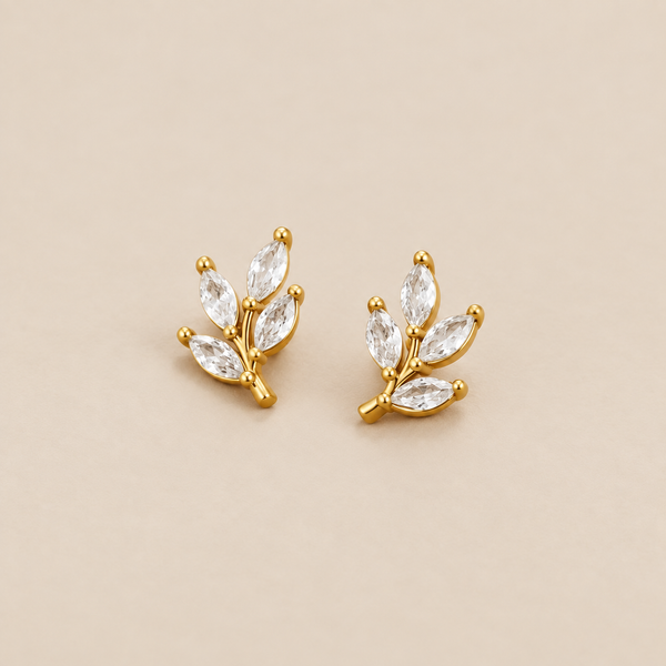 Pendientes de hoja con cristales