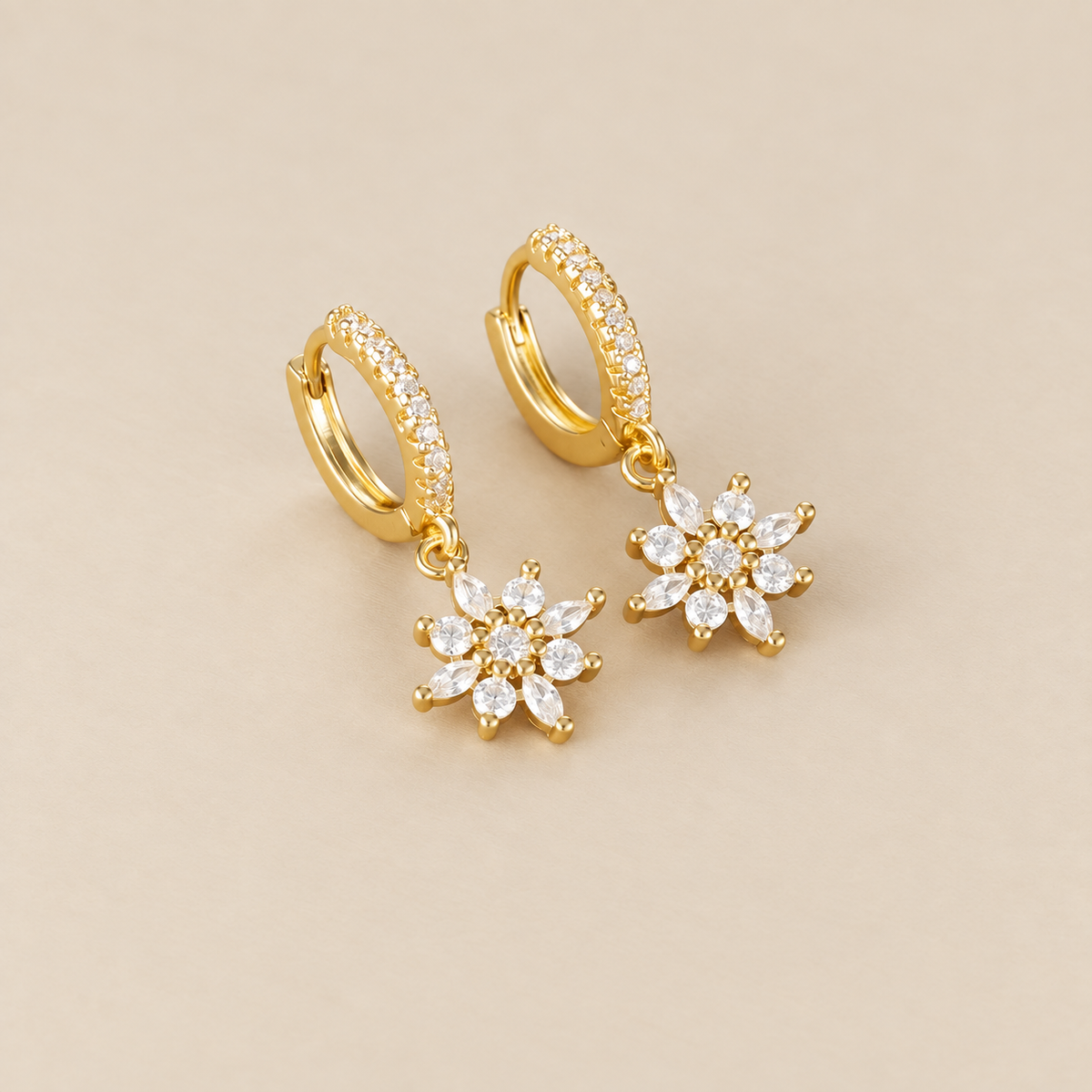 Classic Crystal Snowflake Drop Earrings