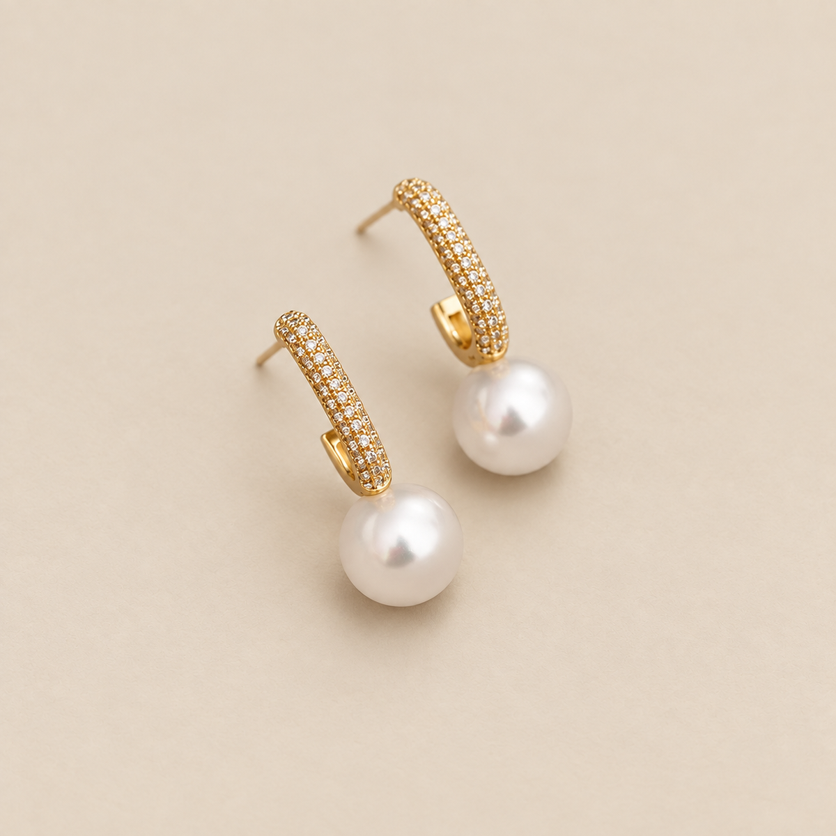Elegant Bright Golden Pearl Earrings