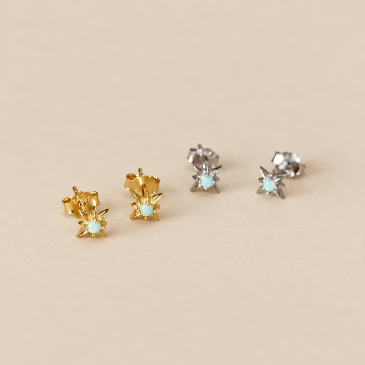 Gold or Silver Opal Starburst Studs