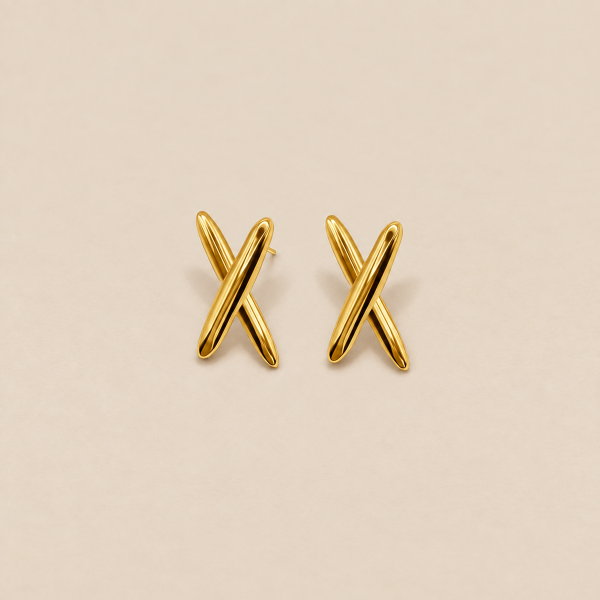 Modern Gold X Shaped Earrings