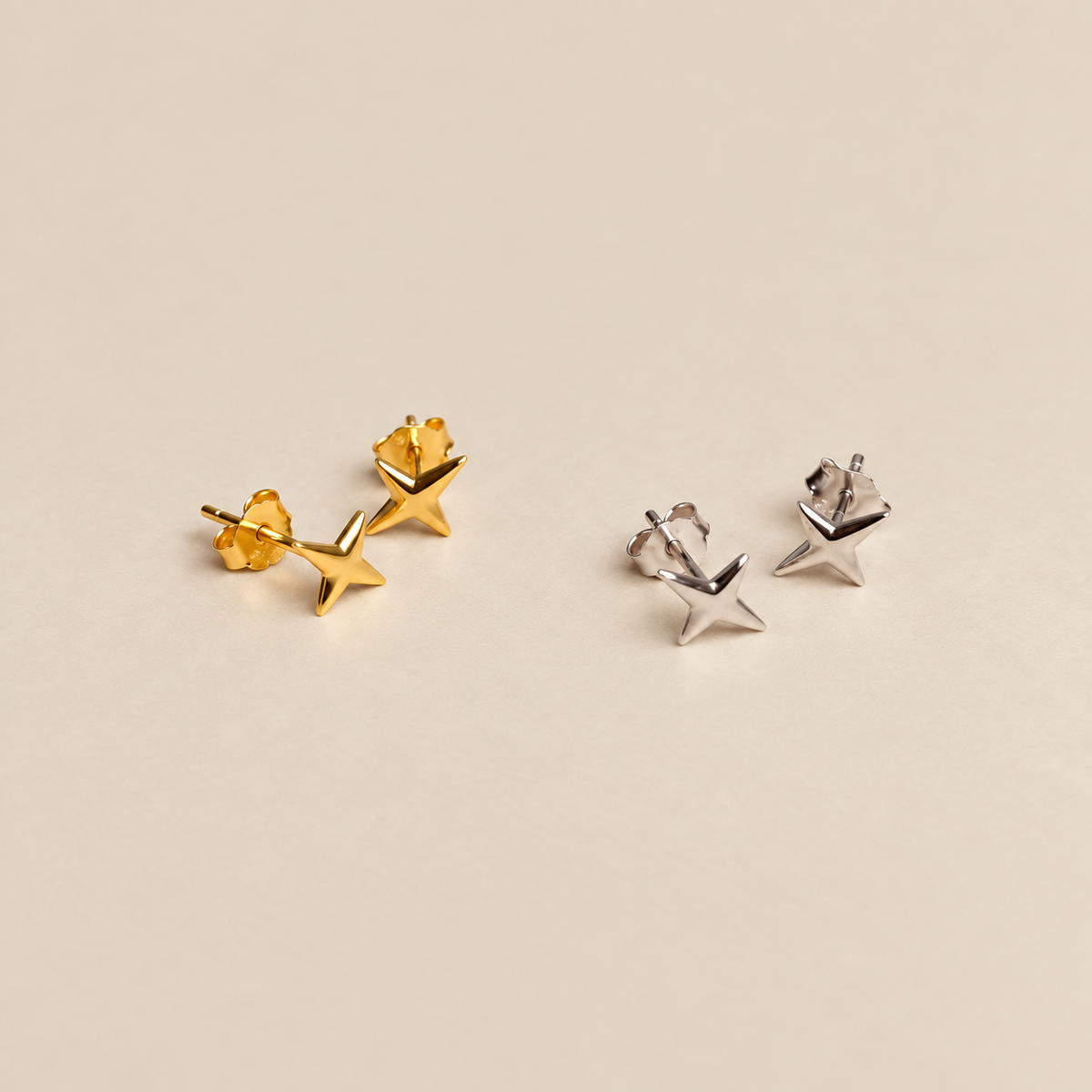 Pendientes de oro o plata con forma de estrella