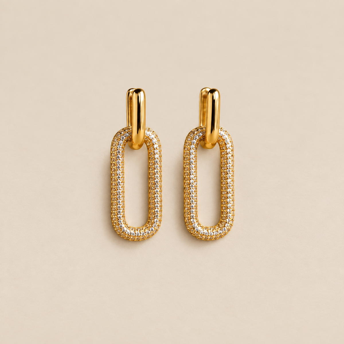 Retro Rhinestone Geometric Hoop Earrings