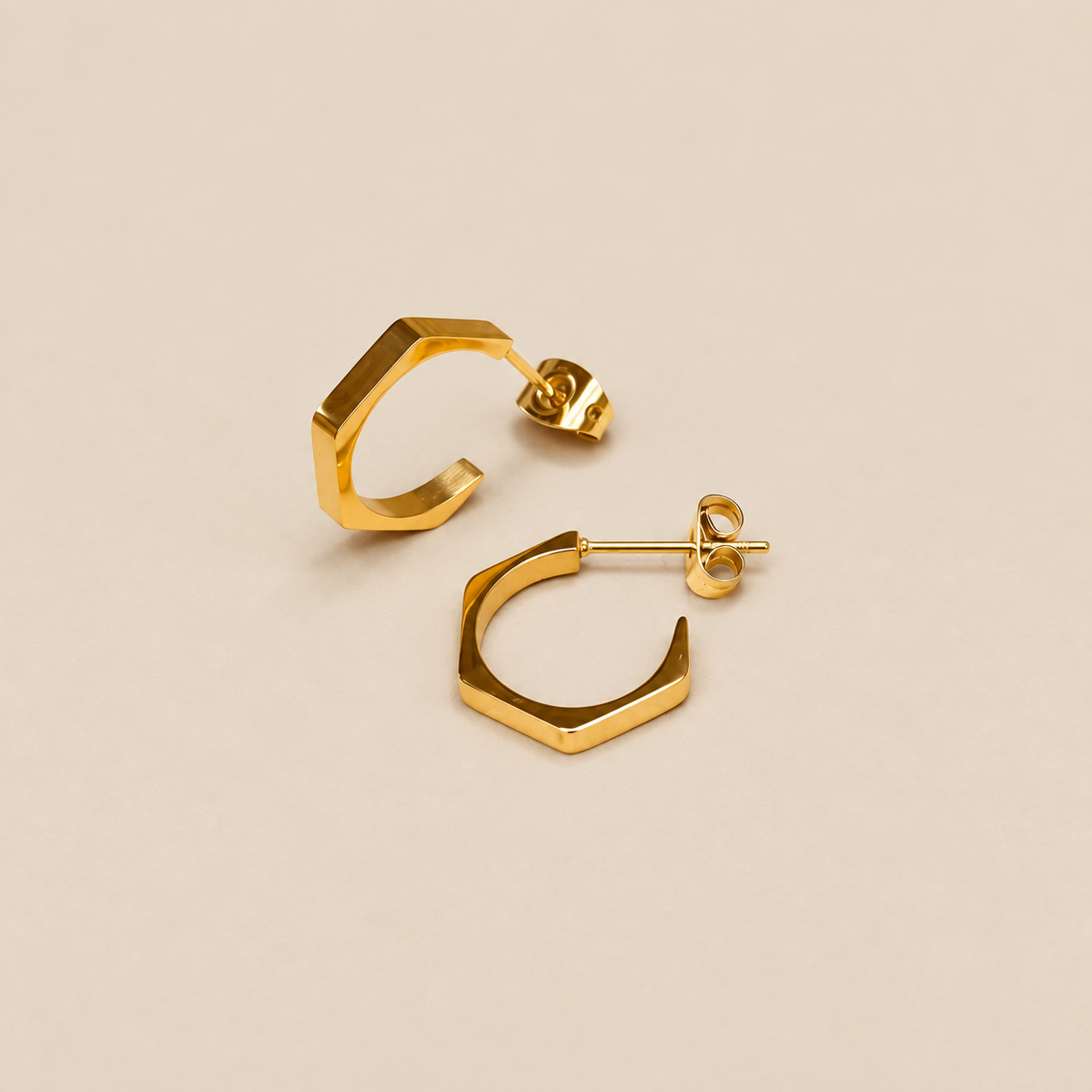 Everyday Gold Hexagon Hoop Earrings