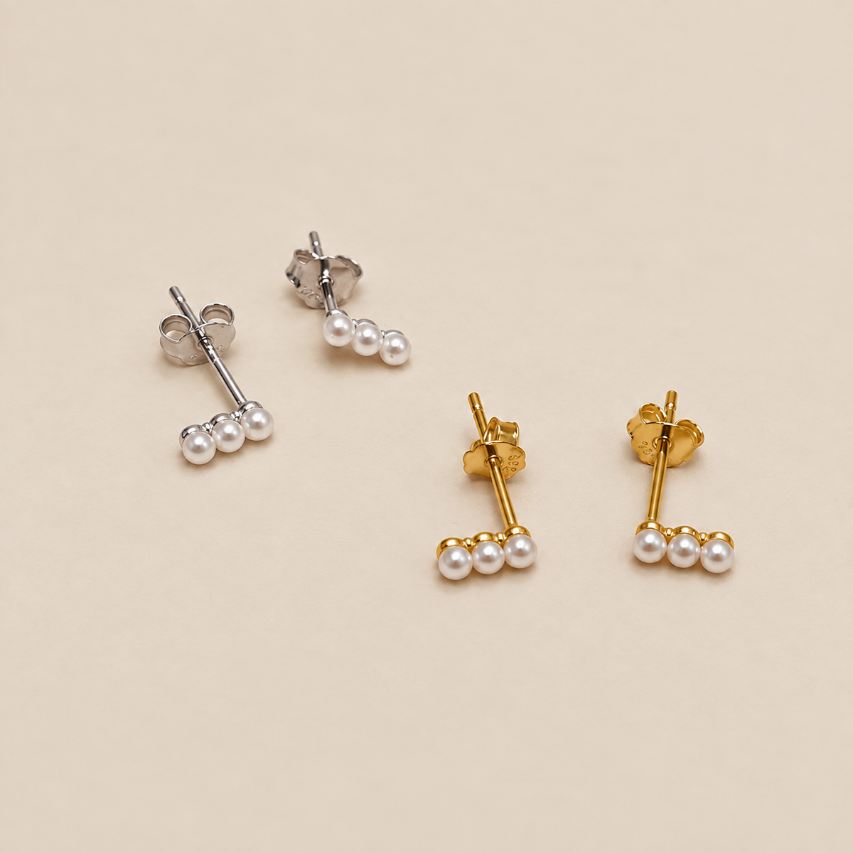 Elegantes pendientes de perlas trío