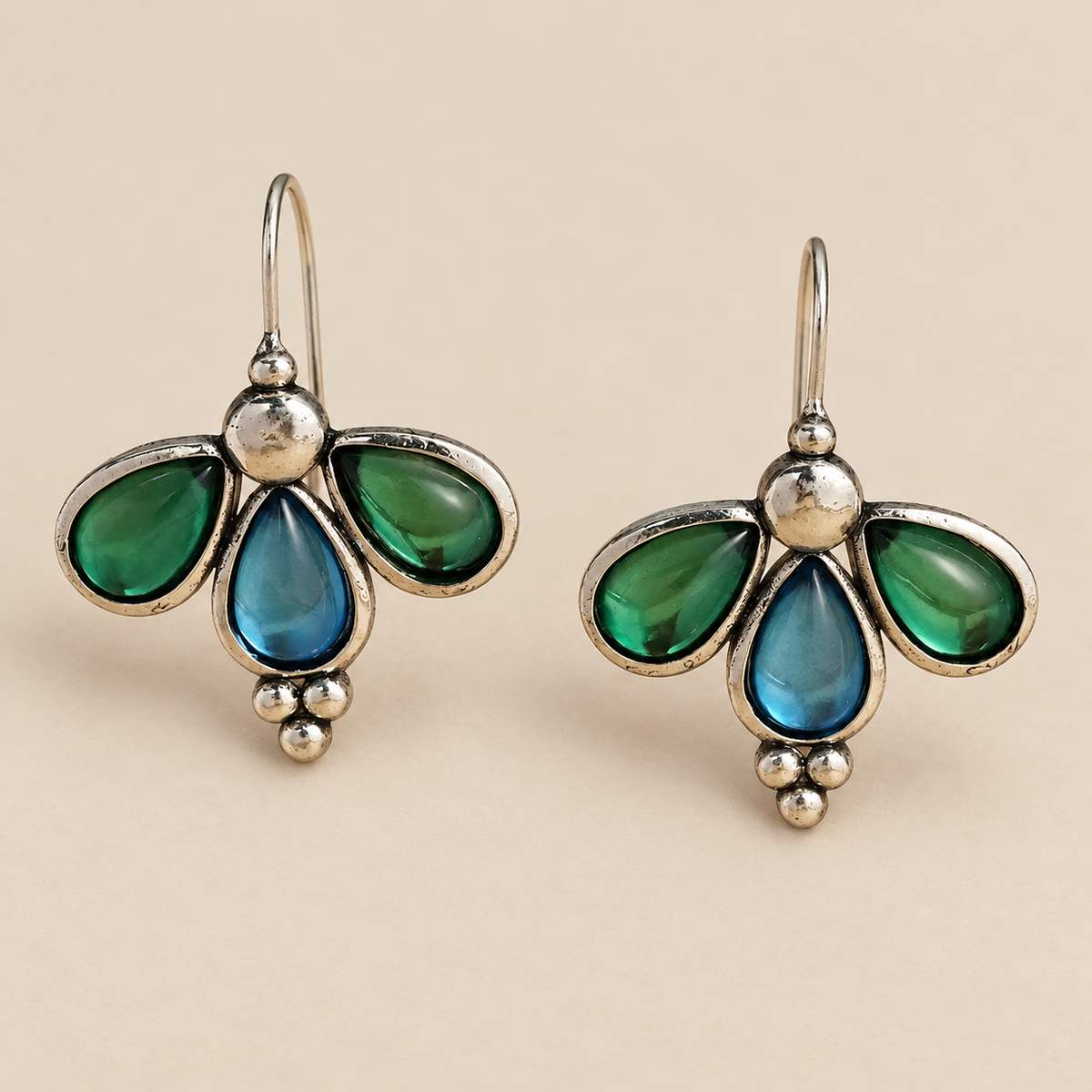 Pendientes de lágrima azul Ala Esmeralda