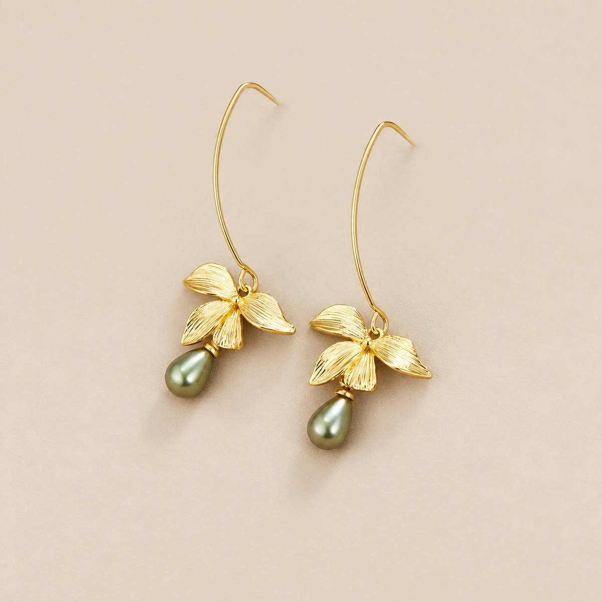 Jade Pearl & Petal Drop Earrings
