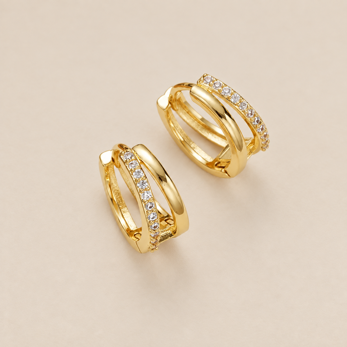 Timeless Gold Zircon Hoop Earrings