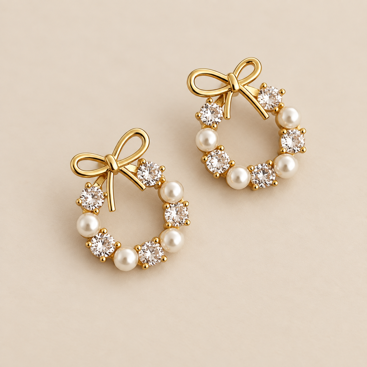 Pendientes de Lazo Halo Perla