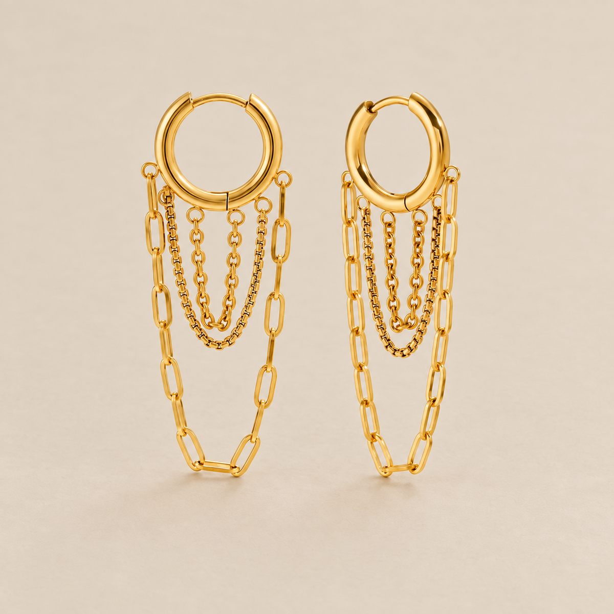 Aretes de aro de cadena brillantes