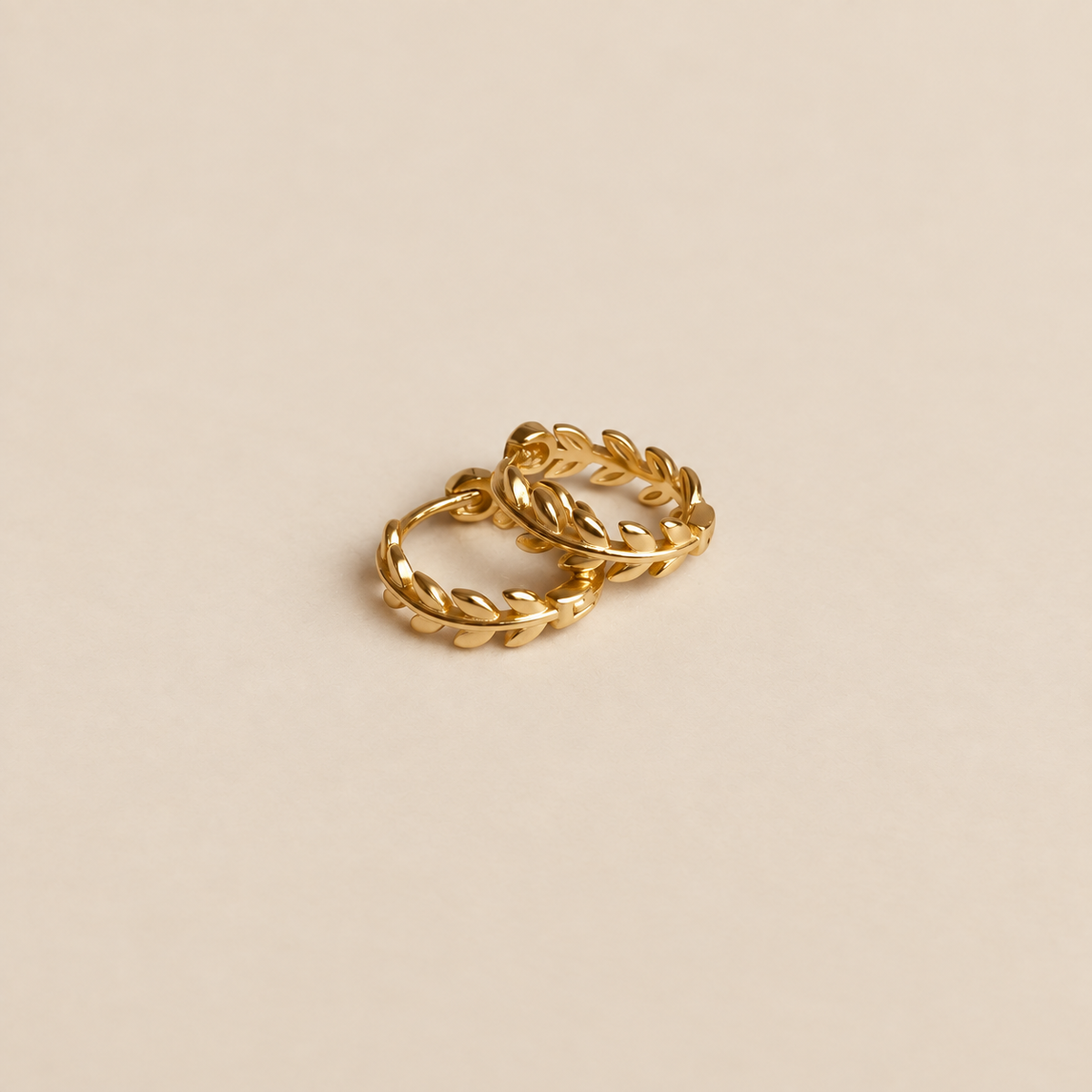 Gold Laurel Huggie Hoops