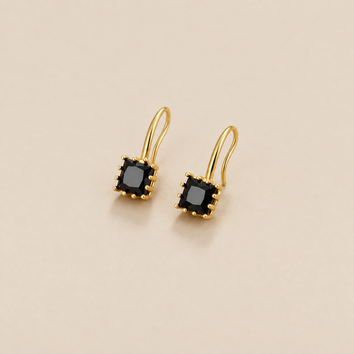 Crystal Black Stone Drop Earrings