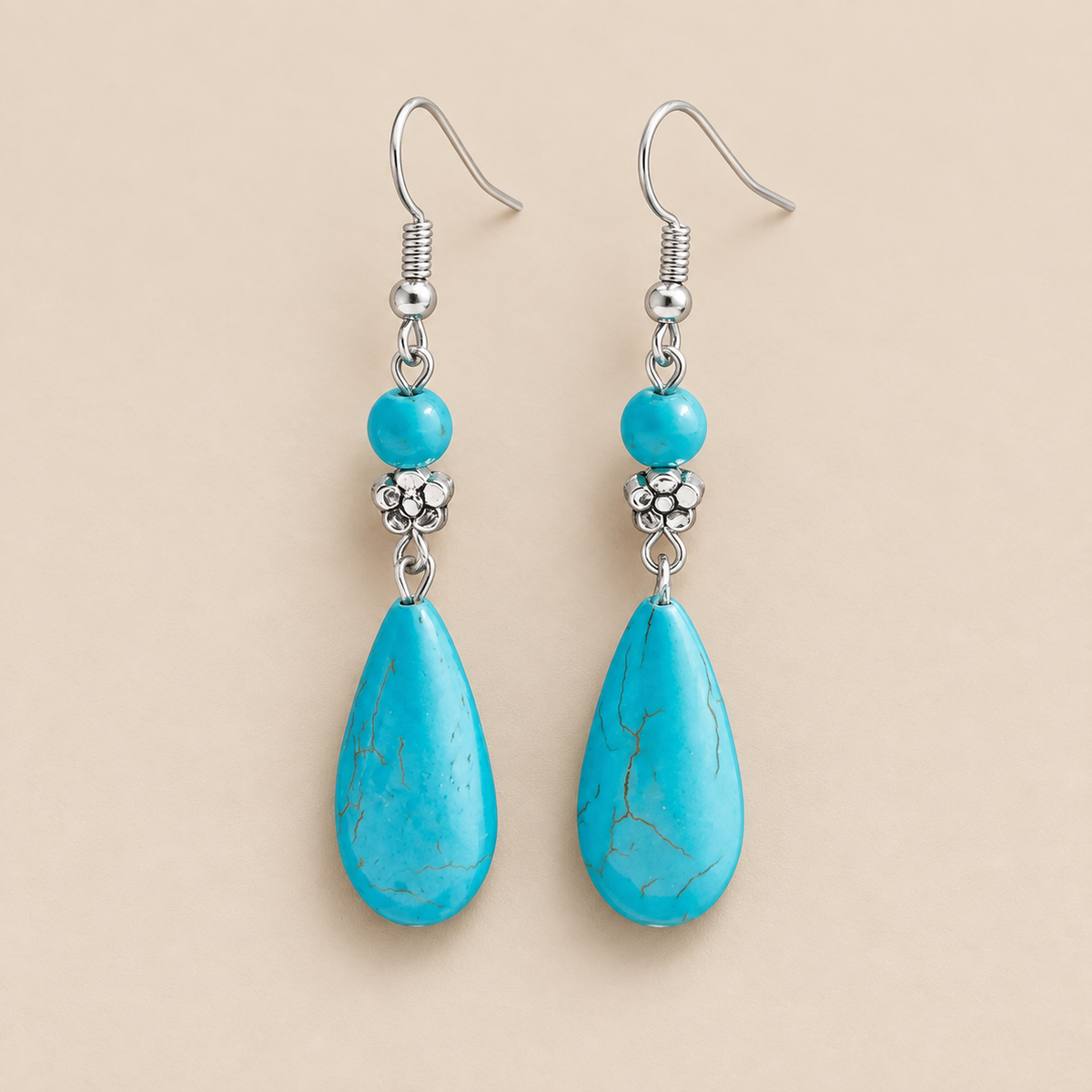 Aihua Silver Flower Drop Earrings