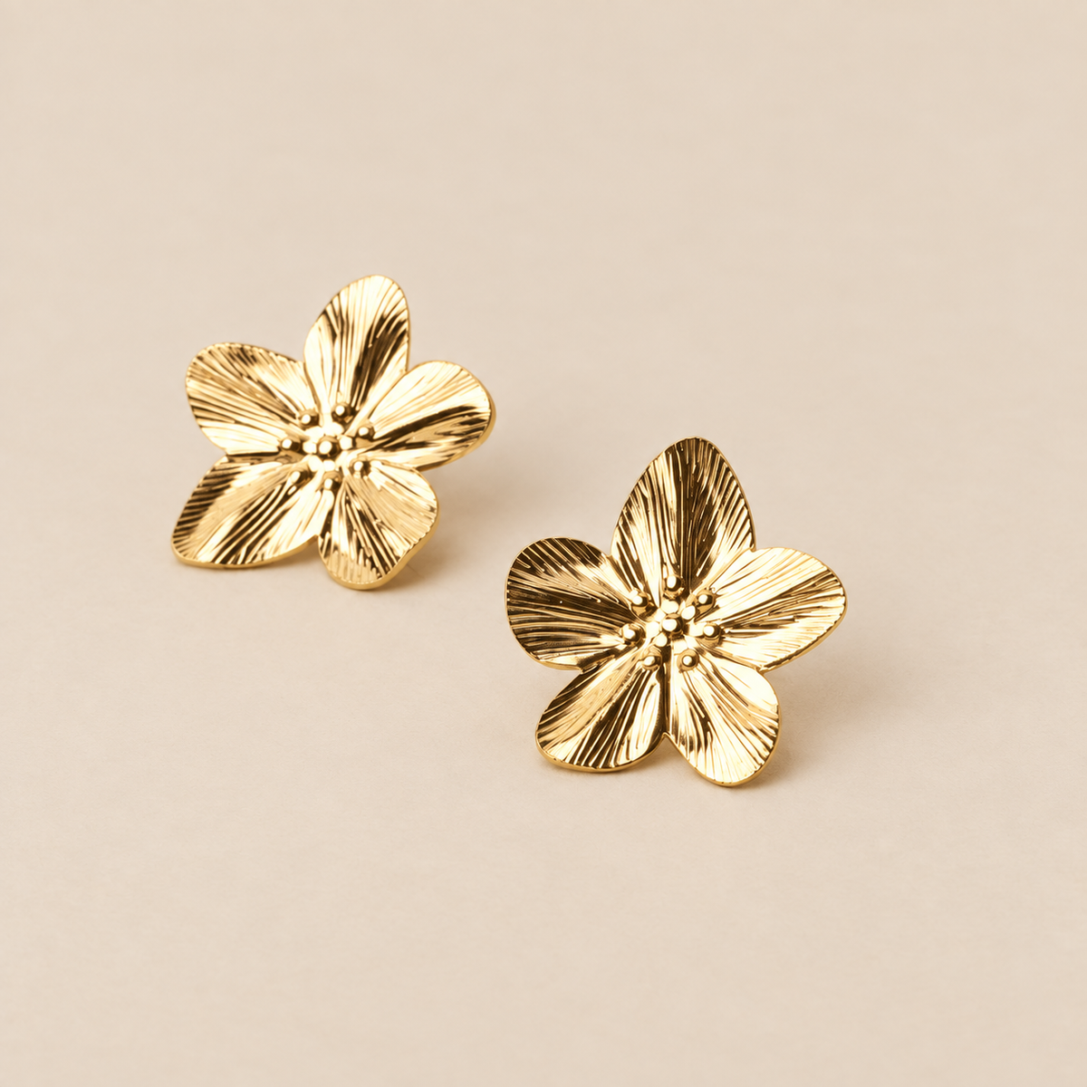 Bold Hibiscus Gold Earrings