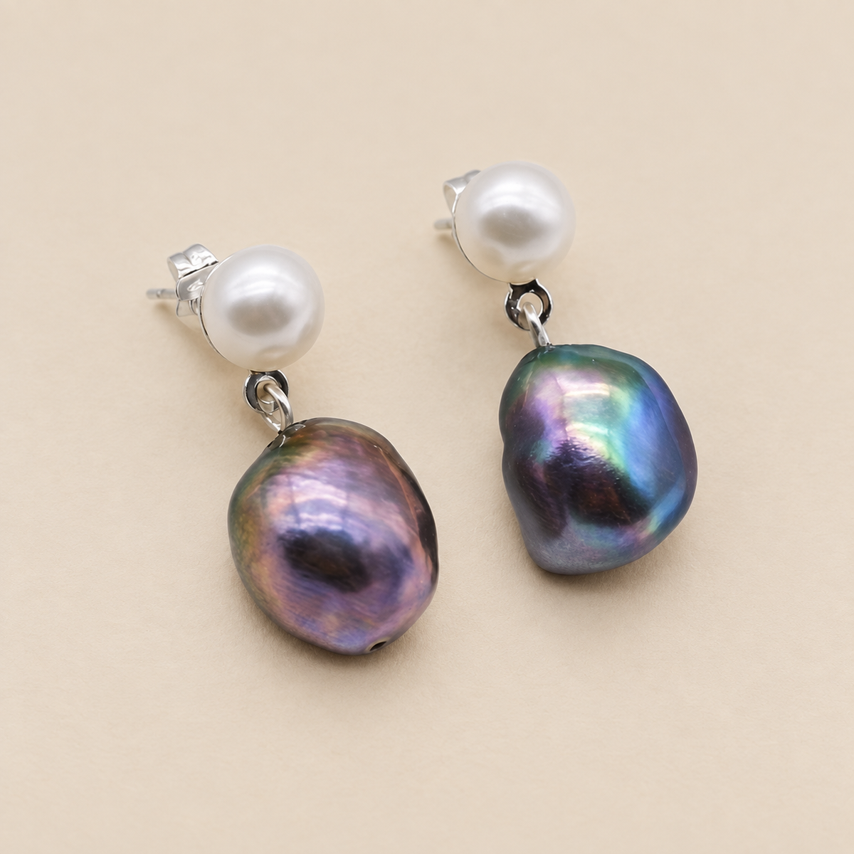 Midnight Baroque Pearl Drop Earrings