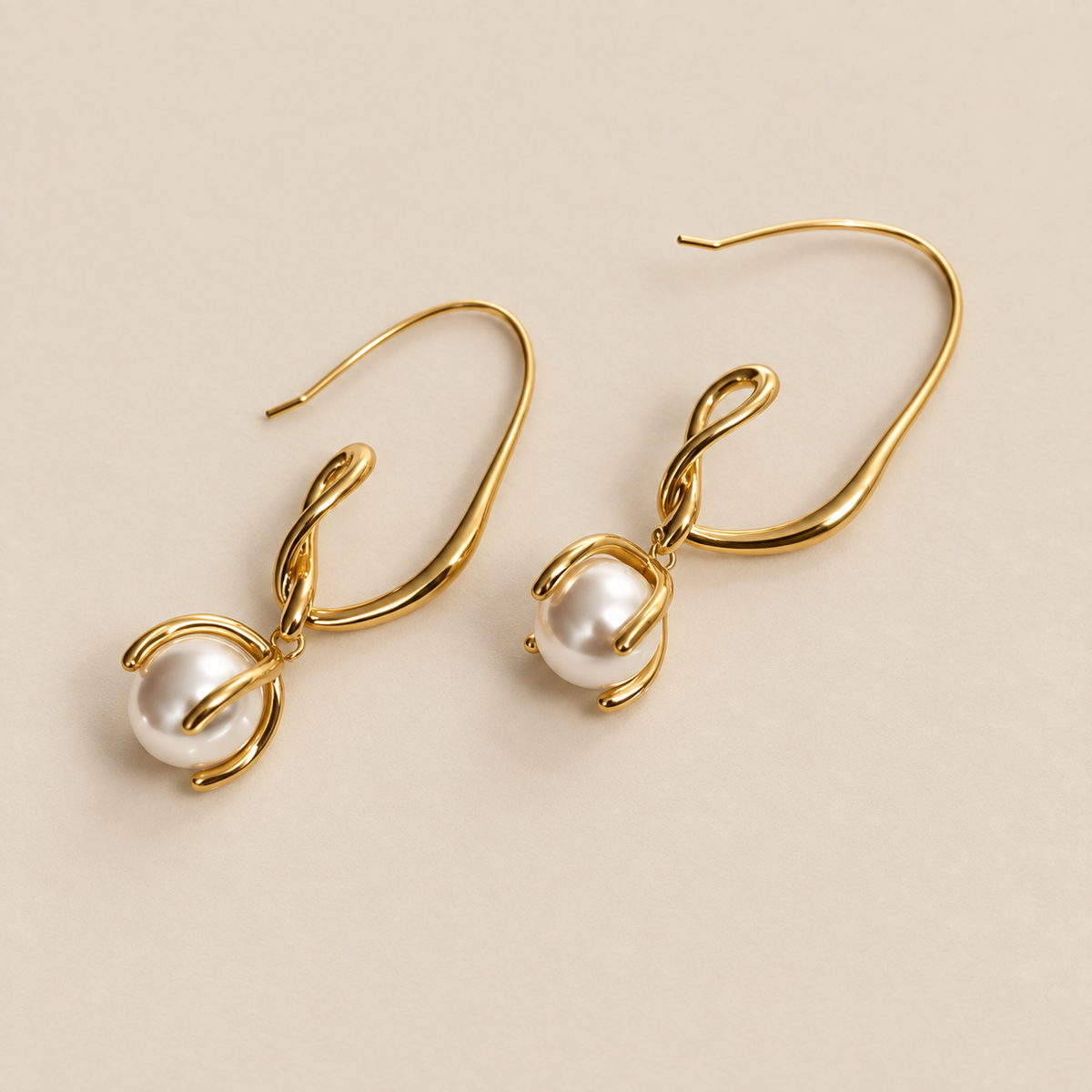 Twist Loop Pearl Drop Earrings